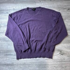 F/X Fusion V-Neck Sweater Mens XL Purple Cotton Blend Long Sleeve Knit u86